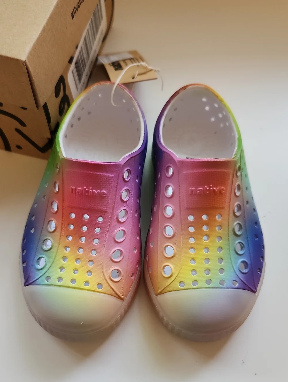 Native Kids Water Shoes - Rainbow Ombre Slip-On